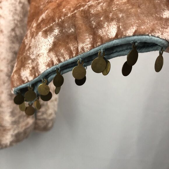 Soft Surroundings Moroccan Beaded Tunic Top Crushed Velvet Blush Pink Petite Med - Picture 10 of 13